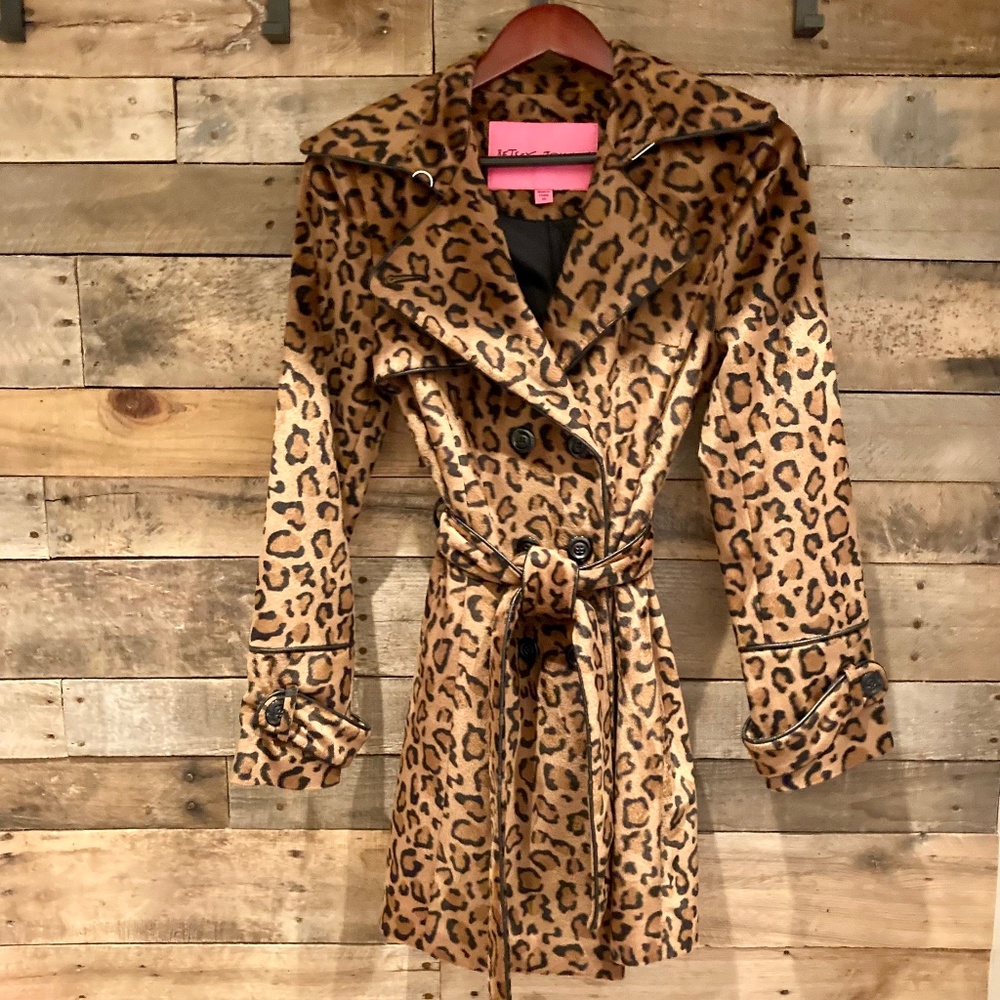 Chic Y2k Betsey Johnson Leopard Trench Coat